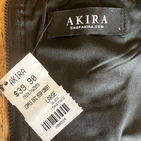 Womens Akira Tube Top Crop Black Strapless Size large Zip Up NEW - Picture 6 of 9